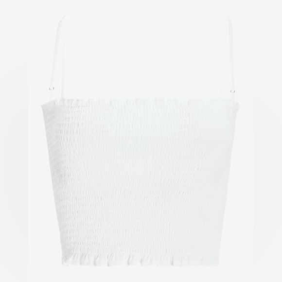 Express While Smocked Cropped Cami Sleeveless Spaghetti Straps Women’s Small NWT - Picture 2 of 10